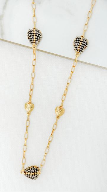 Envy Long Beaded Heart Necklace
