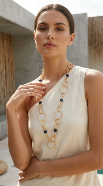 Envy Long Graduated Circle Chain and Bead Necklace