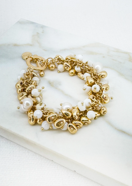 Envy Multi-Bead Short Cluster Bracelet - Gold