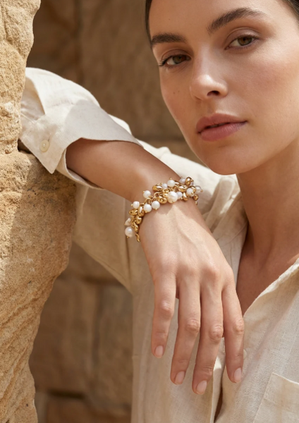 Envy Multi-Bead Short Cluster Bracelet - Gold