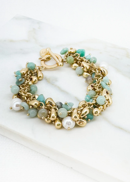 Envy Multi-Bead Short Cluster Bracelet - Turquoise