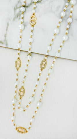 Envy Multi Layered Faux Pearl and Diamante Necklace