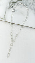 Envy Short Diamante Link Drop Necklace - Silver