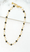 Envy Short Enamel Flower Necklace - Gold