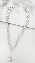 Envy Short Heirloom Link Necklace with Pearl Charm - Silver