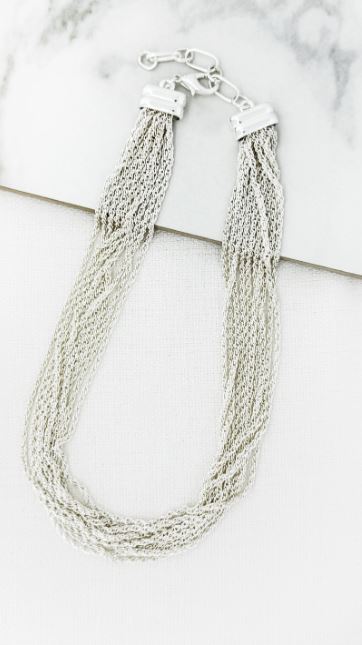 Envy Short Multi Chain Twisted Necklace - Silver