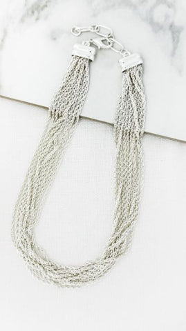 Envy Short Multi Chain Twisted Necklace - Silver