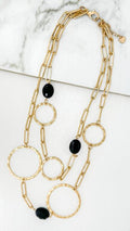 Envy Short Oversized Circle Link and Stone Necklace - Gold