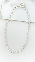 Envy Short Smooth Coffee Bean Link Necklace - Silver
