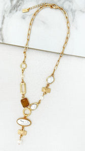 Envy Short Stone and Faux Pearl Drop Necklace