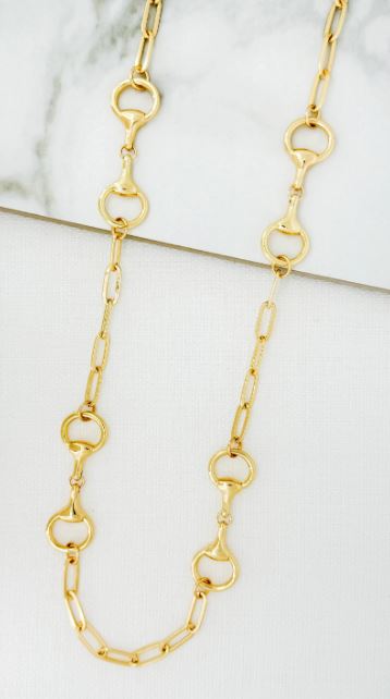 Envy Snaffle Horsebit Chain Long Necklace - Gold