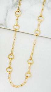 Envy Snaffle Horsebit Chain Long Necklace - Gold