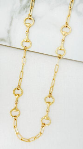 Envy Snaffle Horsebit Chain Long Necklace - Gold