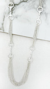 Envy Snaffle Horsebit Multi Chain Long Necklace - Silver