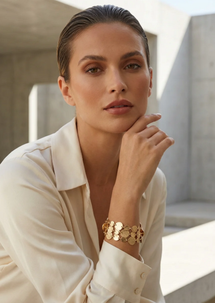 Envy Triple Layered Hammered Disc Bracelet - Gold