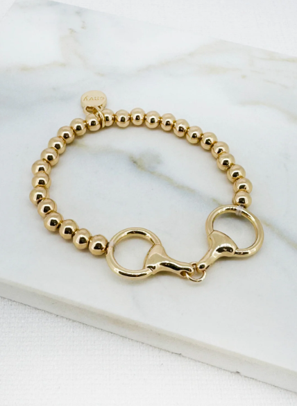 Envy Horsebit Detail Bead Chain Bracelet - Gold