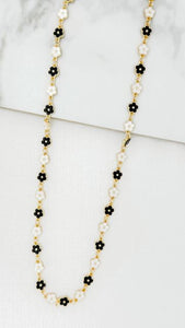 Envy Long Enamel Flower Necklace - Gold