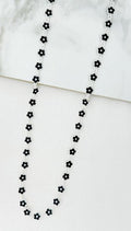 Envy Long Enamel Flower Necklace - Silver