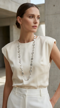 Envy Long Hammered Textured Disc Necklace - Silver