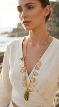 Envy Long Multi Shell Charm Chain Necklace