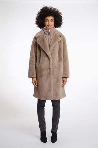 Rino & Pelle Geesje Faux Fur Coat with Detachable Collar