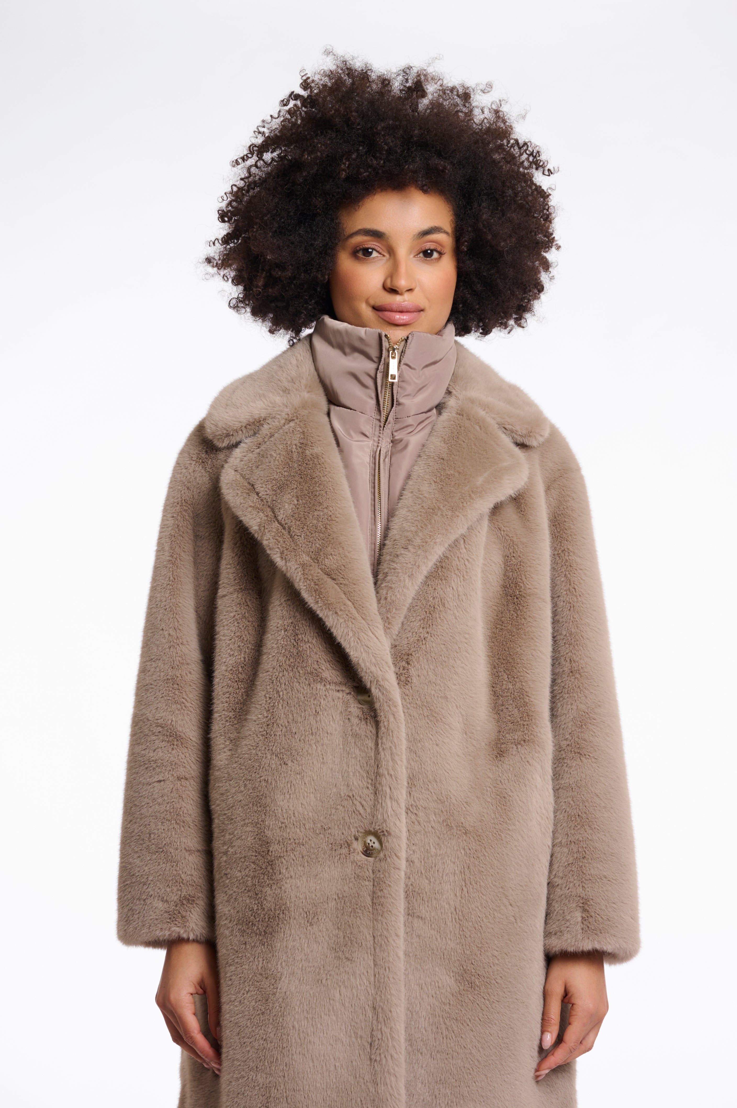 Rino & Pelle Geesje Faux Fur Coat with Detachable Collar