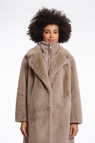 Rino & Pelle Geesje Faux Fur Coat with Detachable Collar