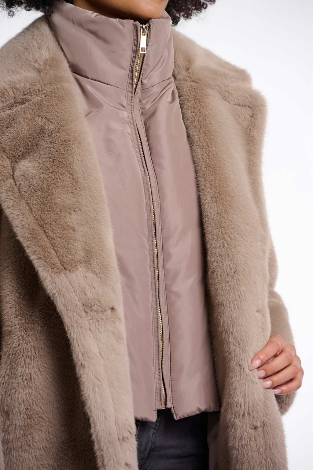 Rino & Pelle Geesje Faux Fur Coat with Detachable Collar