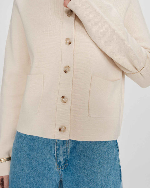 Grace & Mila Maelys Collar and Pocket Detail Knit Cardigan