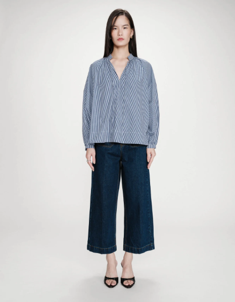 Grace & Mila Varry Gingham Tie Neck Blouse
