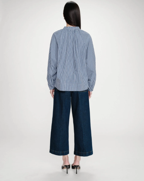 Grace & Mila Varry Gingham Tie Neck Blouse