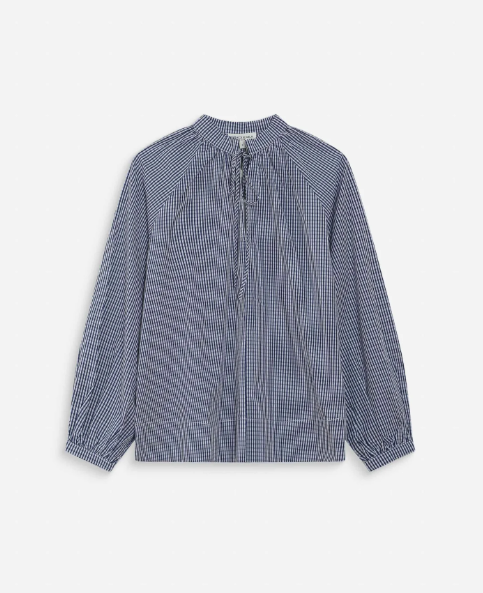 Grace & Mila Varry Gingham Tie Neck Blouse