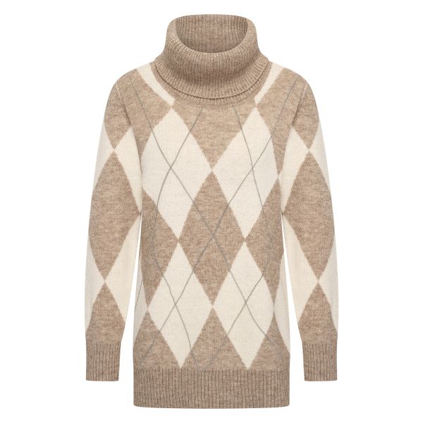 HV Society Miya Argyle Chain Detail Rollneck Jumper
