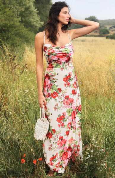 Hope & Ivy The Valeria Cowl-Neck Cami Maxi Dress - Floral