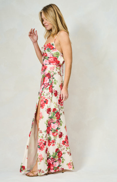Hope & Ivy The Valeria Cowl-Neck Cami Maxi Dress - Floral