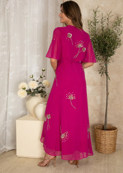 Hope & Ivy The Angelina Embellished Wrap Maxi Dress