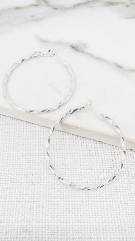 Envy Faceted Silver Hoops