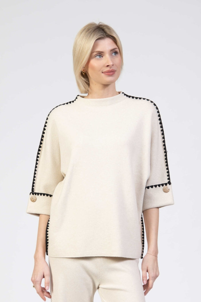 Jessica Graaf Contrast Blanket Stitch Jumper