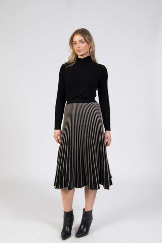 Jessica Graaf Contrast Pleated A-Line Midi Skirt