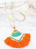 Suzie Blue Bead & Tassel Necklace