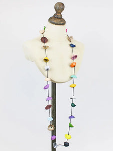 Suzie Blue Long Leather Flower Necklace