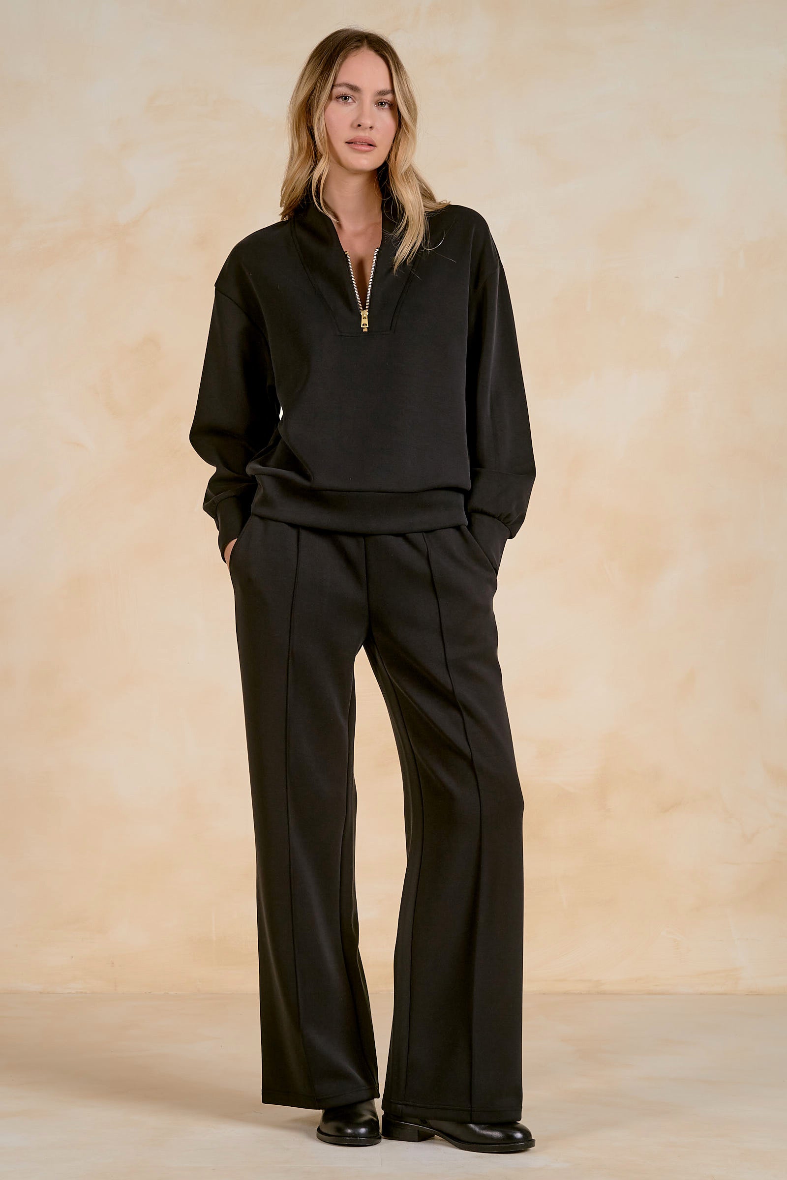 Elan Tailored 1/4 Zip Track Lounge Top