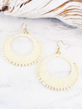 Suzie Blue Raffia & Bead Hoop Earrings