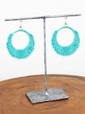 Suzie Blue Bead & Raffia Earrings
