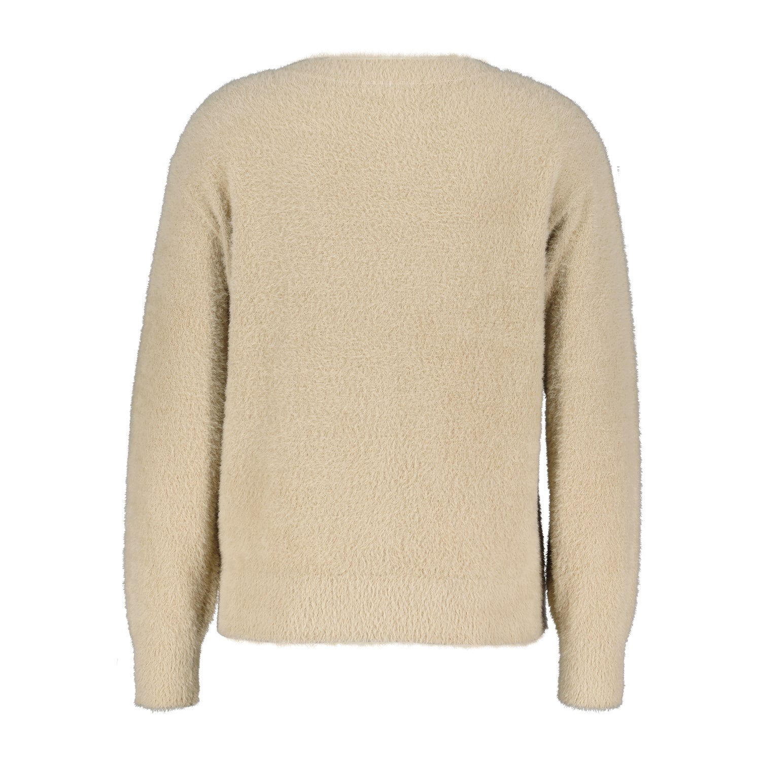 Red Button Beige Fluffy Cardigan