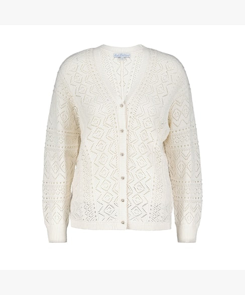 Red Button Cardigan Ajour - Off White