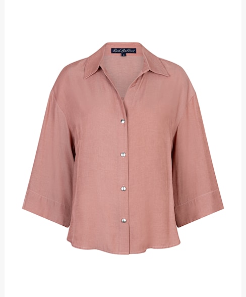 Red Button Amalia Shimmer Button Front Blouse - Rose Pink