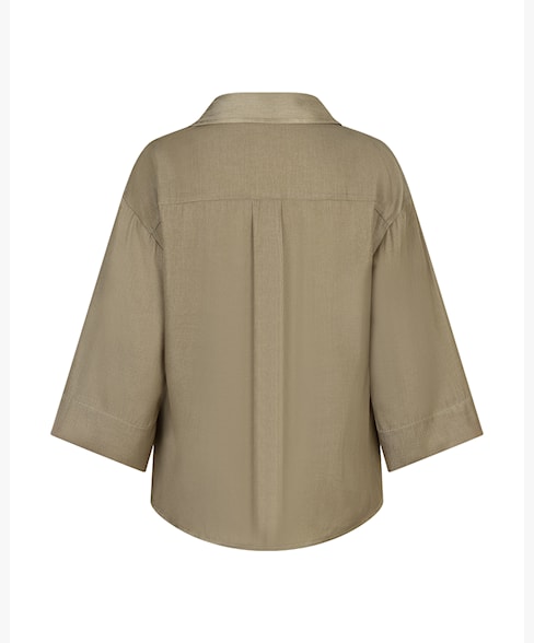 Red Button Amalia Shimmer Button Front Blouse - Olive Green