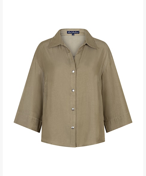 Red Button Amalia Shimmer Button Front Blouse - Olive Green