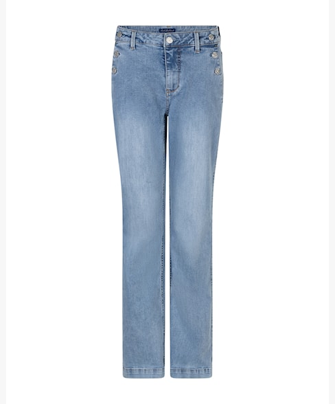 Red Button Bibette Button Detail Flare Leg Jeans